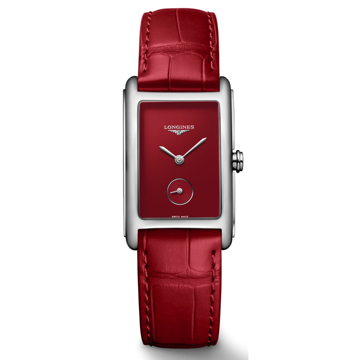 Longines DolceVita Red Dial Quartz Watch w/Red Leather Strap 23.30x37mm