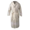 Lalay Cotton Hooded Bathrobe Small Beige