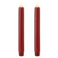 Liown Moving Flame Tapered Candle Red 25cm Set 2pce