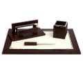 Renzo Thesius Leather Desk Set 4pce Brown