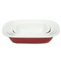 Falcon Enamel Pie Dish Deluxe Red/White Set 5pce