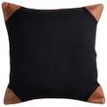 Paloma Leather Linen Edge Cushion Navy 50x50cm