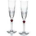 Baccarat Harcourt Eve Champagne Flute Clear & Red Set 2pce