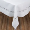 Serenk Stirrup Linen Tablecloth Silver 155x250cm