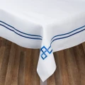 Serenk Greek Key Linen Tablecloth Blue 155x250cm