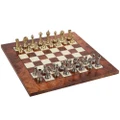 Italfama Metal Chessmen + Briar Elm Chessboard 42x42cm