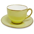 Limoges Legle Pastel Yellow Teacup & Saucer Gold Rim