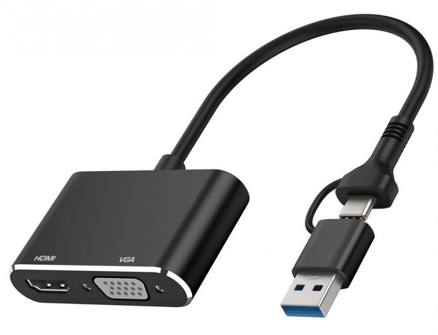Hybrid USB 3.0 & USB-C to HDMI or VGA Graphics Adapter (Windows 10+)