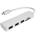 Slim Aluminium USB Hub with Card Reader - USB-C Interface (3x USB 3.0 + Card Reader)