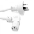 2m Right-Angled IEC Power Cable - White (IEC-C13 to Australian Mains Plug)