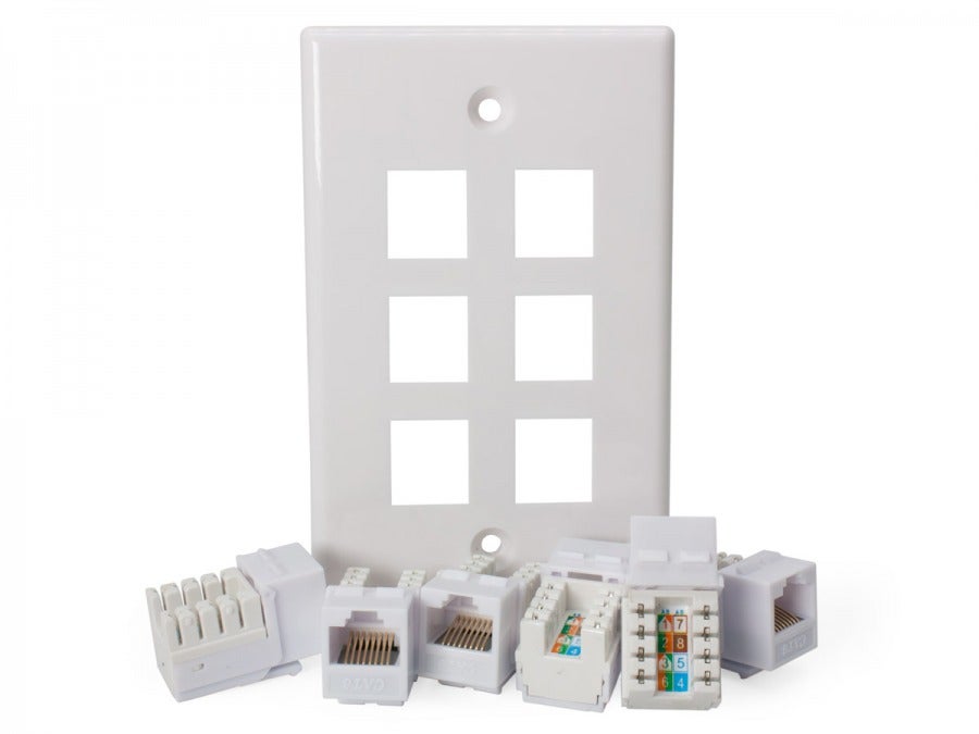 6x CAT6 Wall Plate (RJ45 Keystone Punchdown)