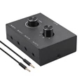 Bi-Directional 4x2 Way 3.5mm Stereo Audio Switch with Volume Control (4x2 or 2x4 Switching)