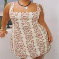 Maris Mini Dress Cream / Pink Curve