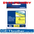 Brother 6mm Black Text On Yellow Tape Genuine - 8 metres (TZe-611)