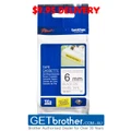 Brother 6mm Black on White Tape Genuine - 8 meters (TZe-S211)