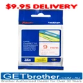Brother 9mm Red Text On White Tape Genuine - 8 metres (TZe-222)