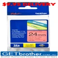 Brother 24mm Black Text On Red Tape Genuine - 8 metres (TZe-451)