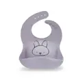 Plum Silicone Catcher Bib - Bunny - Smokey Lilac