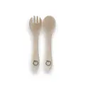 Plum Silicone Spoon & Fork Set - Sand - 2 Pack