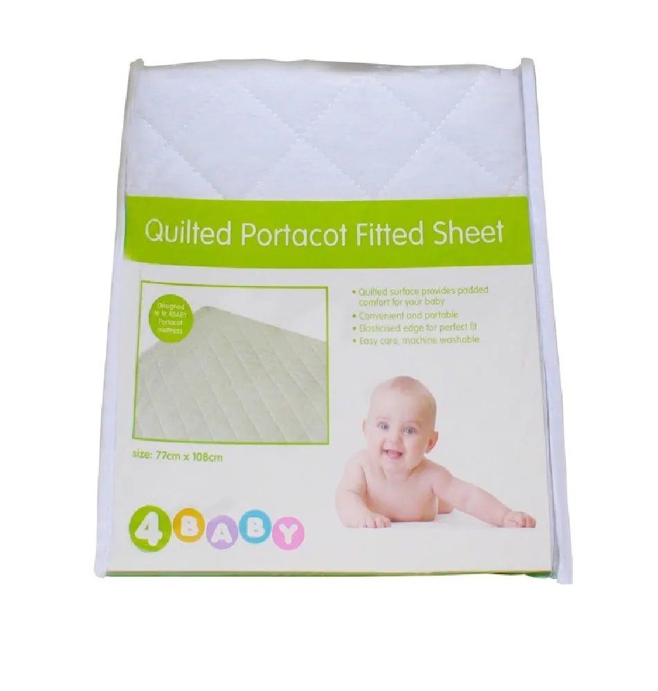 4Baby Quilted Portacot Sheet White