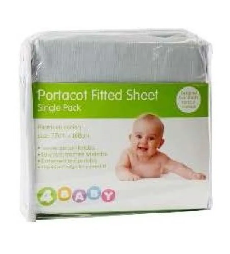 4Baby Portacot Sheet Plain Silver