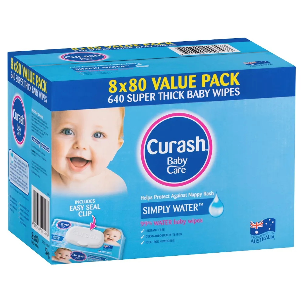 Curash Water Wipes 8 x 80s