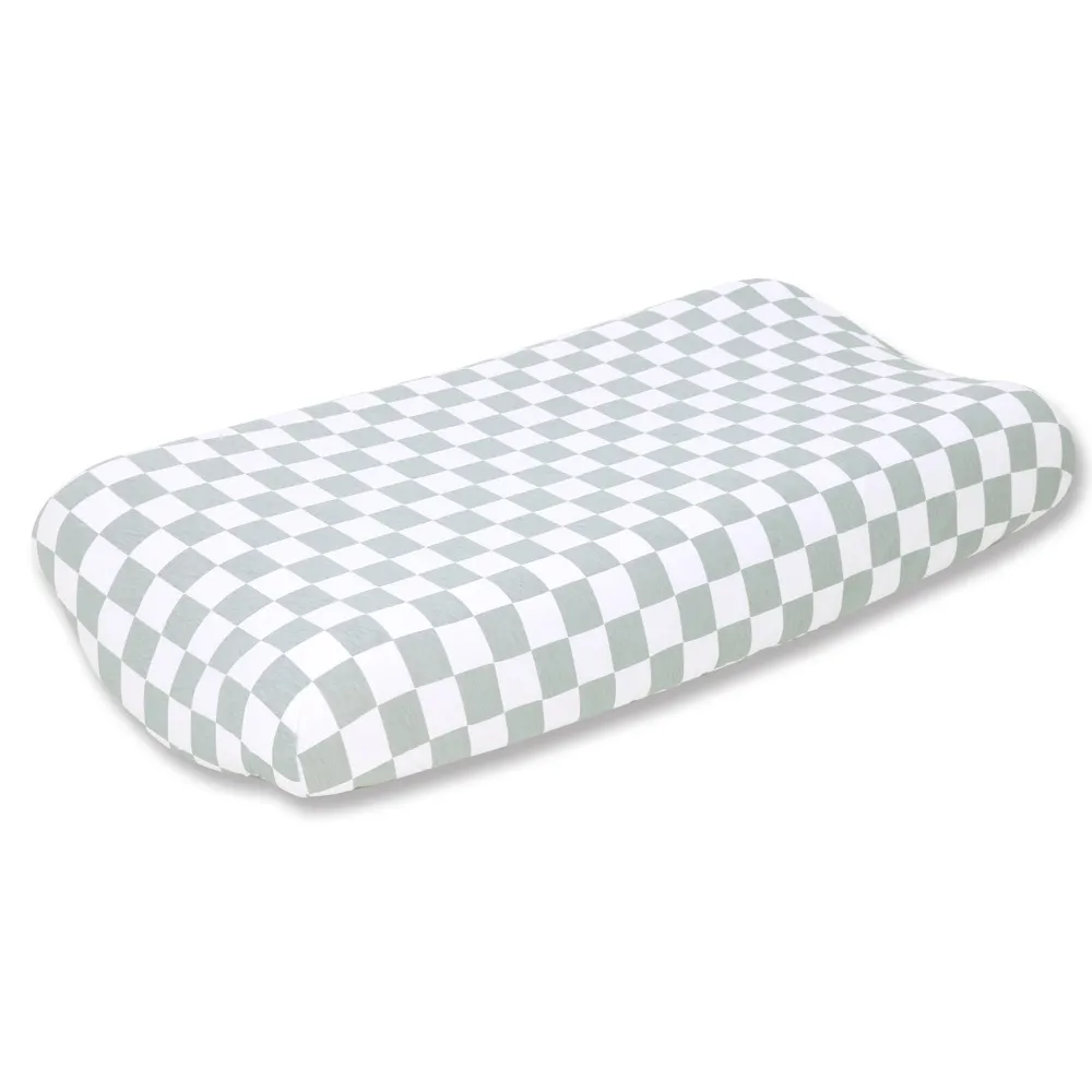 Bilbi Jersey Bedside Sleeper Fitted Sheet Check Sage