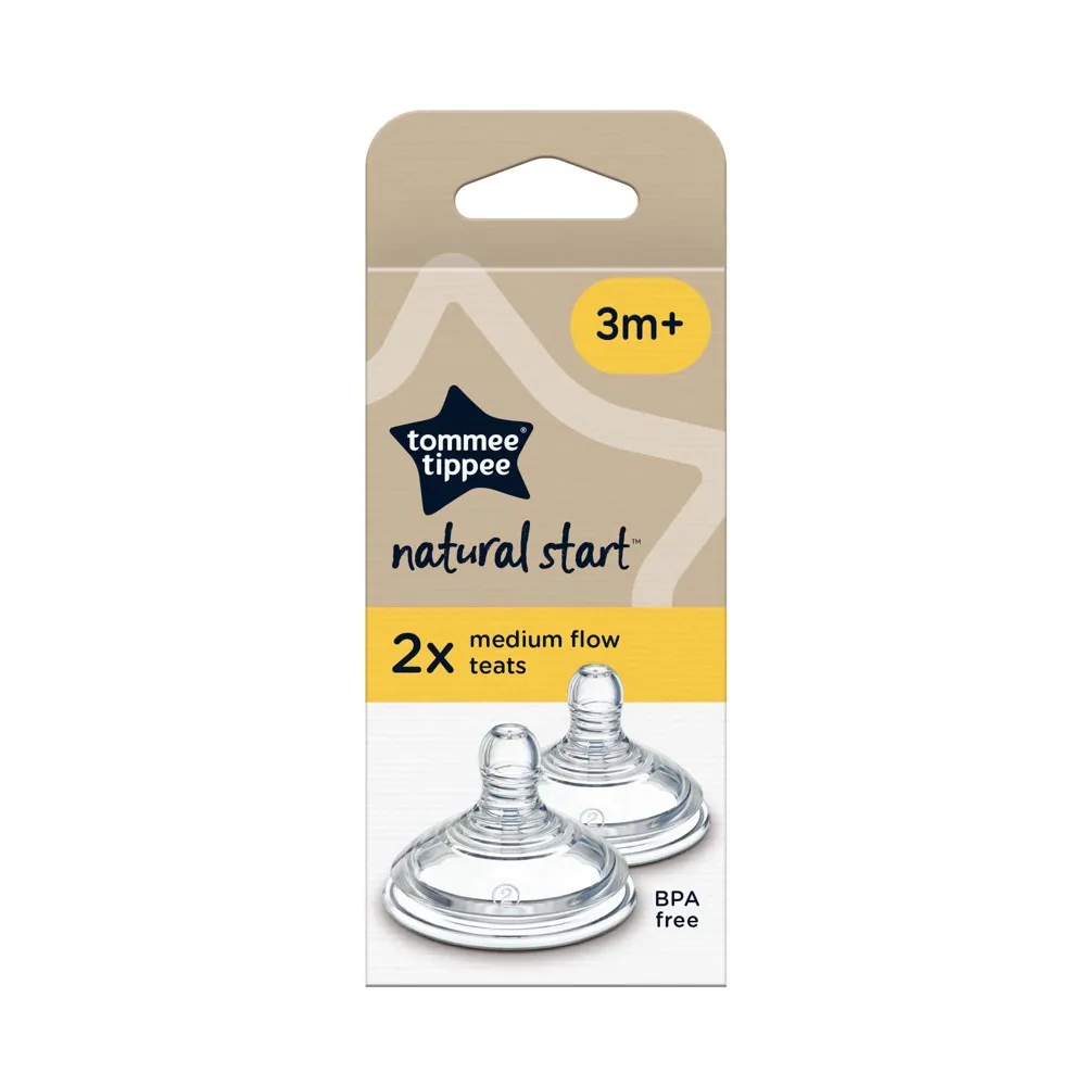 Tommee Tippee Natural Start Bottle Teats - Medium Flow 3M+ 2 Pack