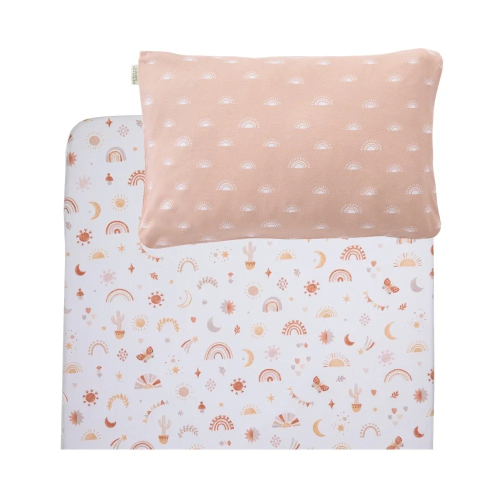 Living Textiles Portacot Fitted Sheet & Pillowcase Boho Bliss