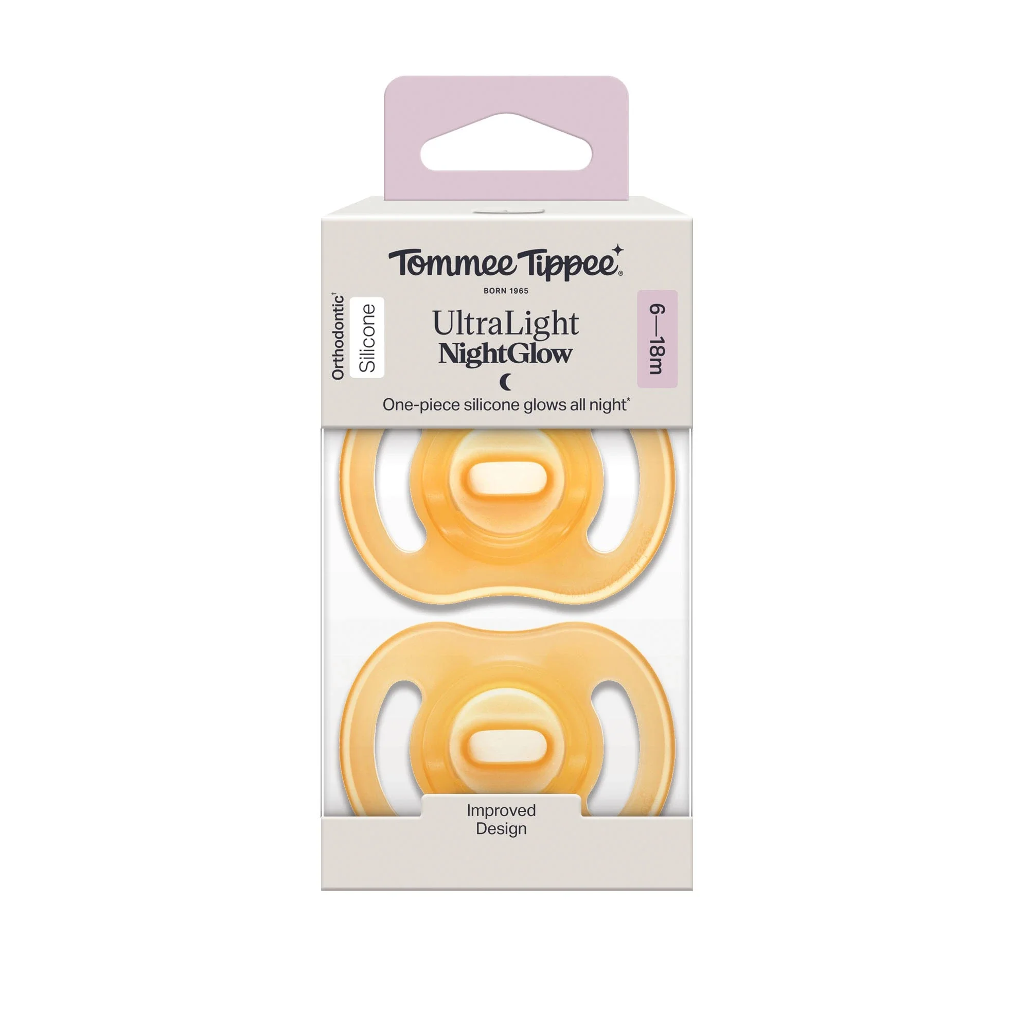 Tommee Tippee Ultra-Light StayPut Night Glow Soother 6-18M 2Pack