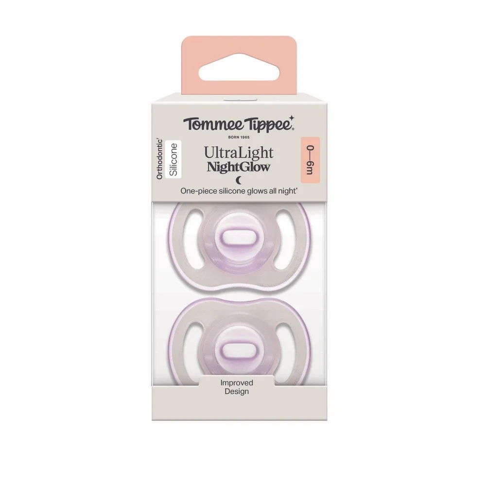 Tommee Tippee Ultra-Light Stayput Night Glow Soother 0-6M 2Pack