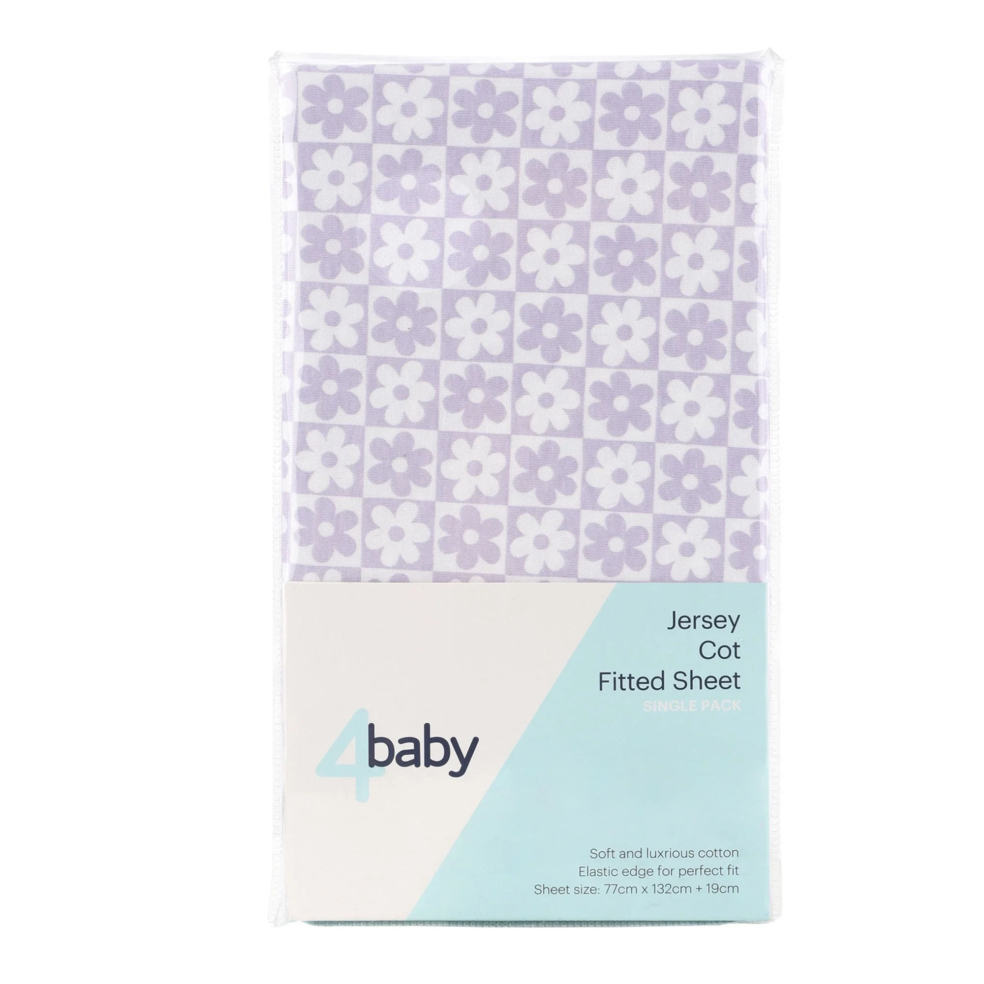 4Baby Cot Fitted Sheet Daisy Purple