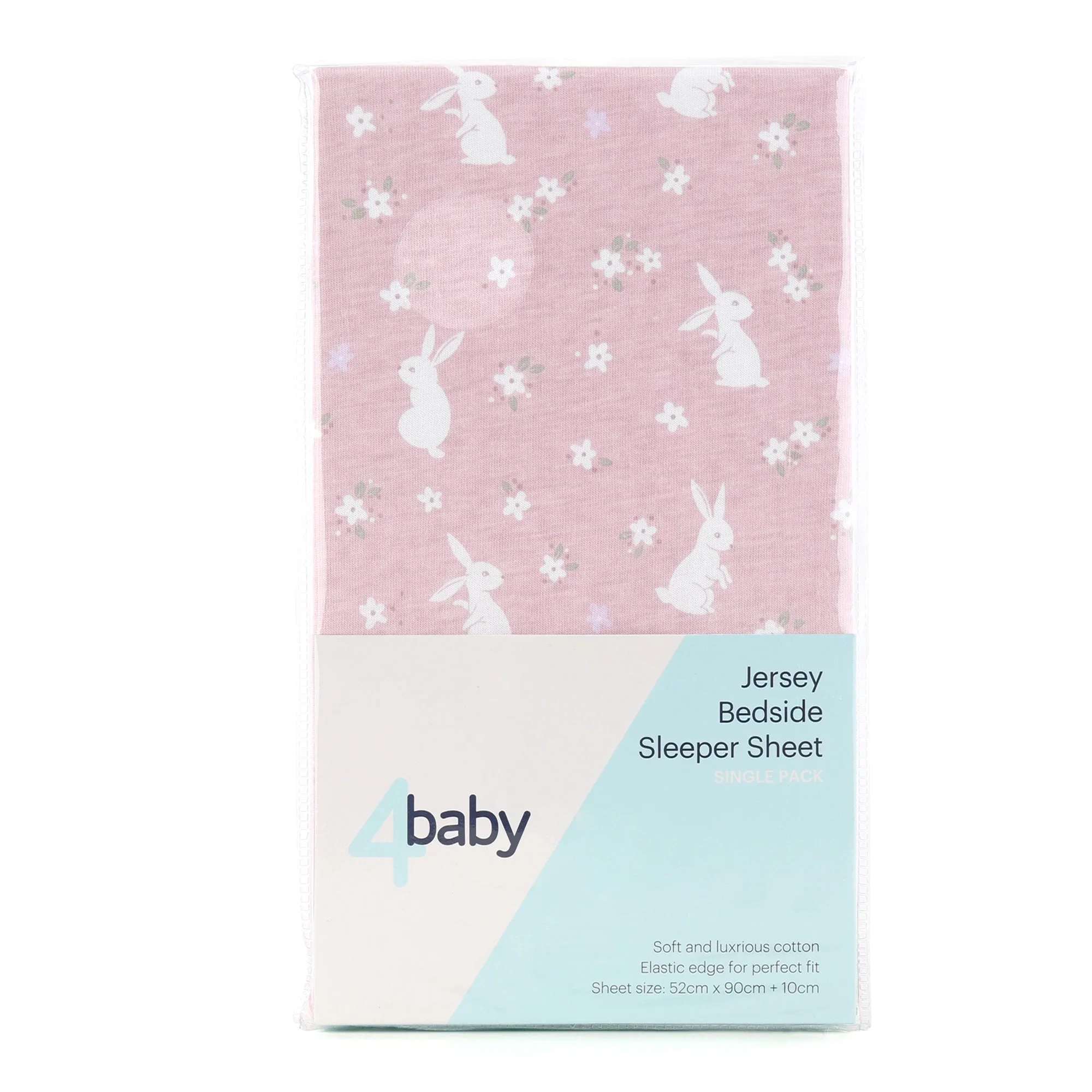4Baby Bedside Sleeper Fitted Sheet Bunny Pink