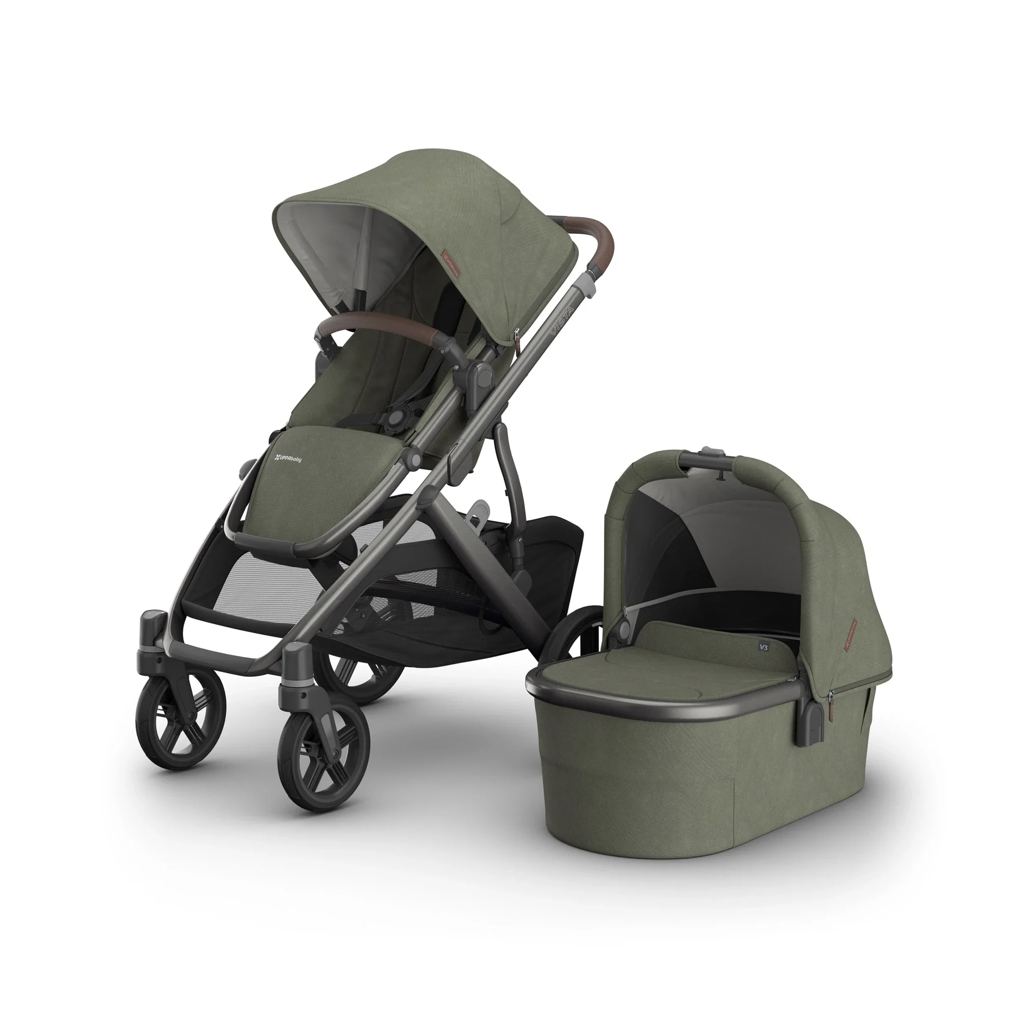 Uppababy Vista V3 With Bassinet Meadow Green Evelyn