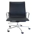 Replica Eames High Back Ribbed Leather Executive Desk / Office Chair | Black