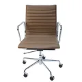 Replica Eames Mid Back Ribbed Leather Management Desk / Office Chair | Brown
