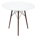 Replica Eames DSW Eiffel Round Wood Dining Table | White & Walnut | 120cm