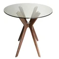 Doreen Collection | Round Glass Dining Table | Walnut | 120cm