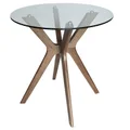 Doreen Collection | Round Glass Dining Table | Walnut | 100cm