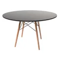 Replica Eames DSW Eiffel Round Wood Dining Table | Black & Natural | 120cm
