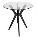 Doreen Collection | Round Glass Dining Table | Black | 120cm