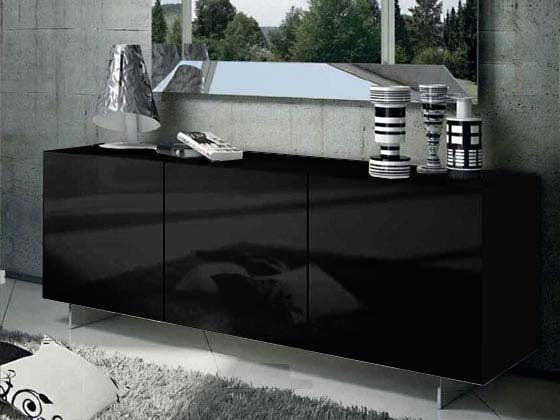 1.8m Black High Gloss Oxford Buffet