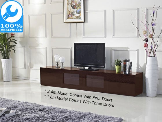 1.8m High Gloss Brown Grandora TV Cabinet