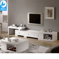 White Gloss Retro Extendable TV Cabinet