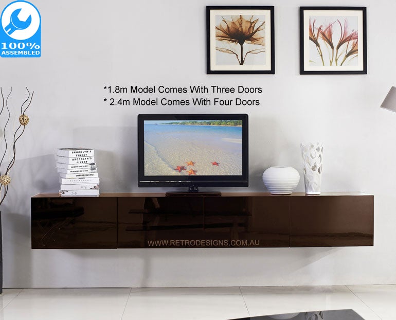 2.4m Majeston Brown Floating TV Cabinet