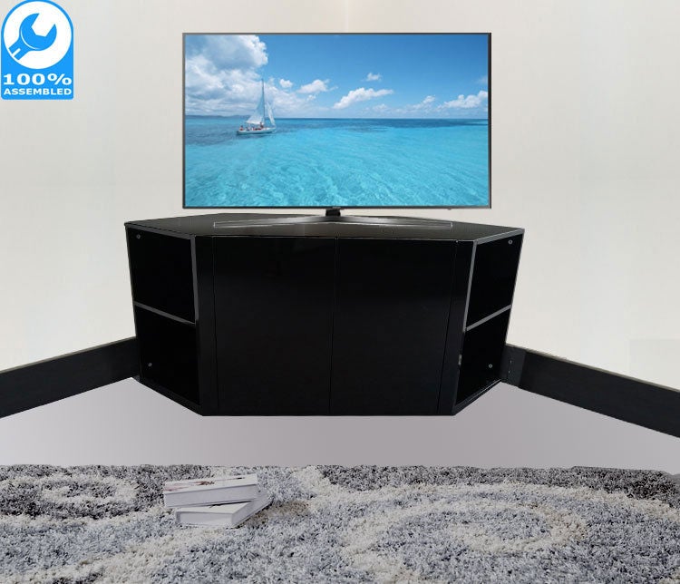 Zenova Black Corner TV Entertainment Unit