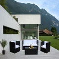 Black Selina 5 Seater Wicker Outdoor Furniture Lounge