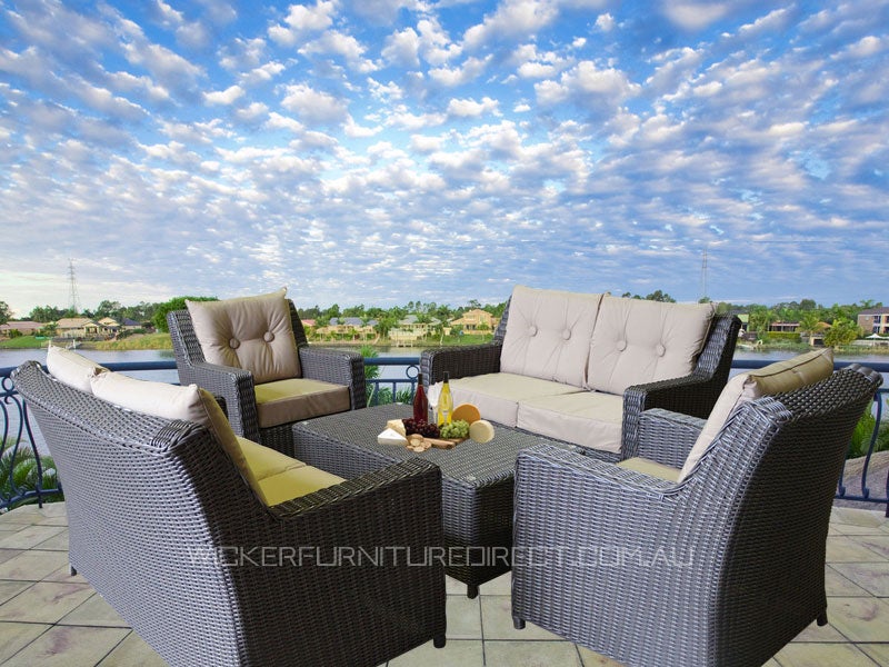 Oxford 6 Seater Wicker Outdoor Furniture Lounge