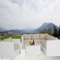 White Endora Corner Outdoor Wicker Furniture Lounge