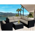 Black Endora Corner Outdoor Wicker Furniture Lounge